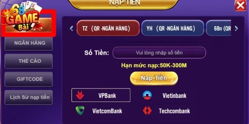 Nạp Tiền 68 Game Bài Với Đa Dạng Hình Thức Khác Nhau 1 Các hình thức nạp tiền được hỗ trợ tại 68 Game Bài